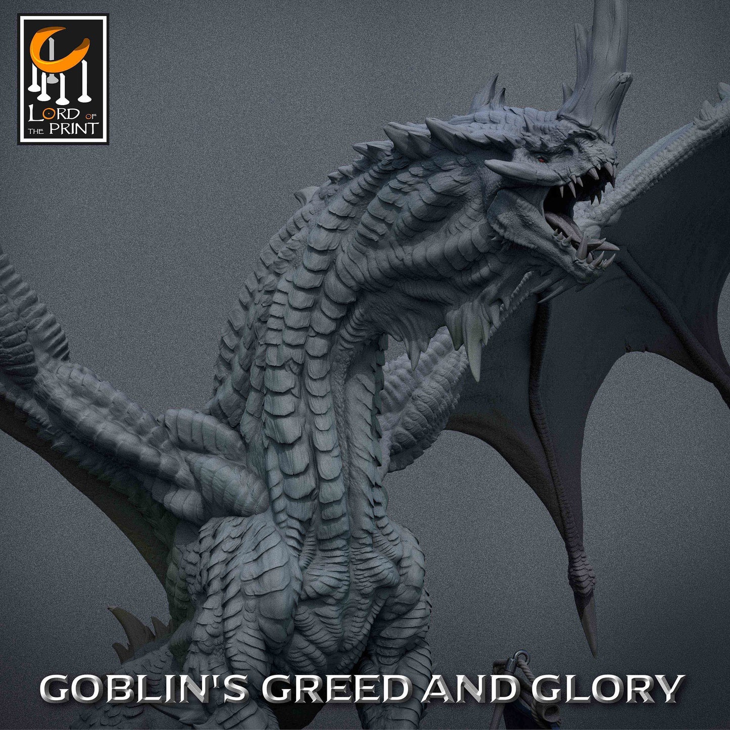 The Elder Green Dragon, a fearsome tabletop miniature, it displays intricate details, spread wings, and a roaring pose, capturing the essence of its power and dominance.
It comes with a stunning rock base adorned with wooden spikes and a banner.