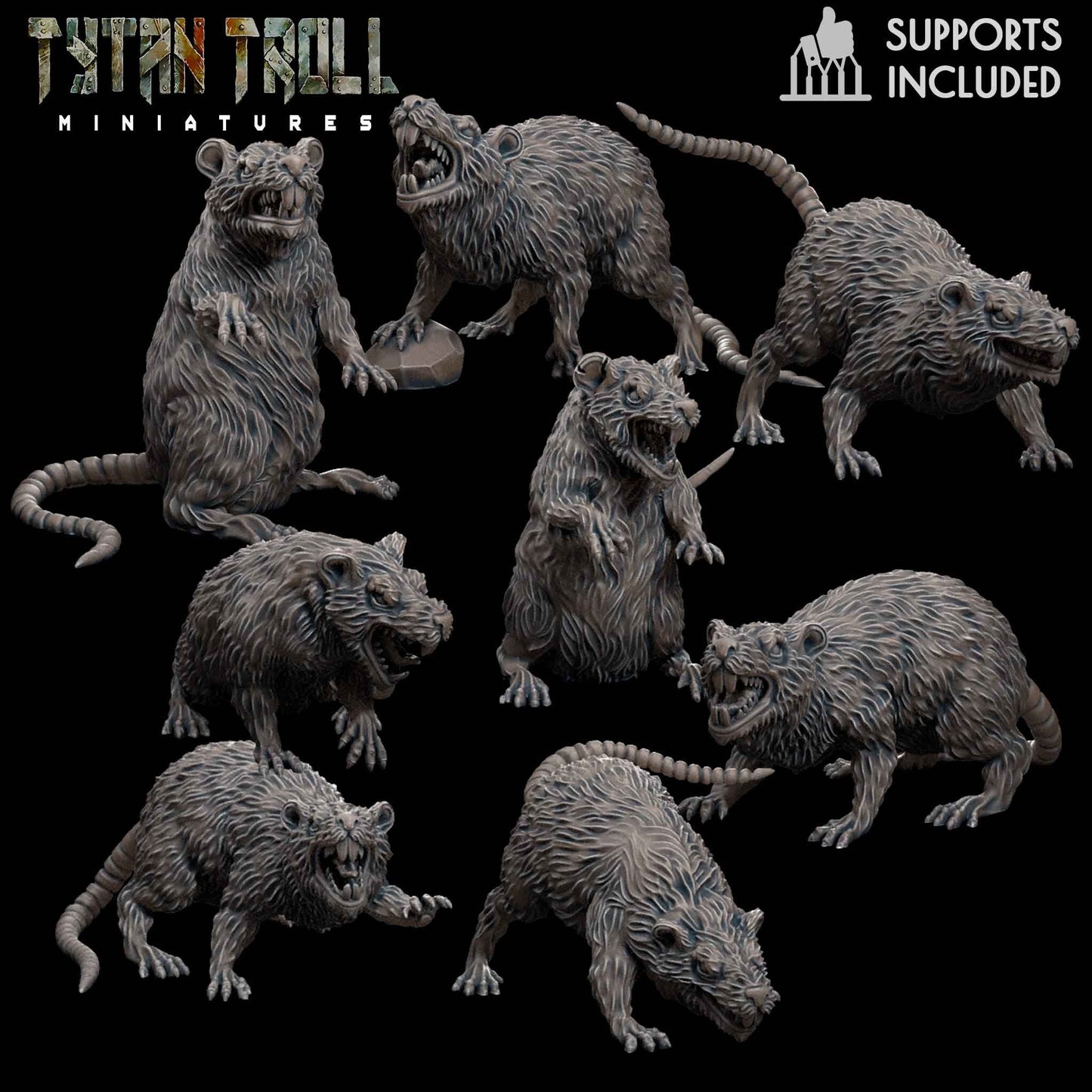 MONSTER - Giant Rats 8 different available NPC miniature