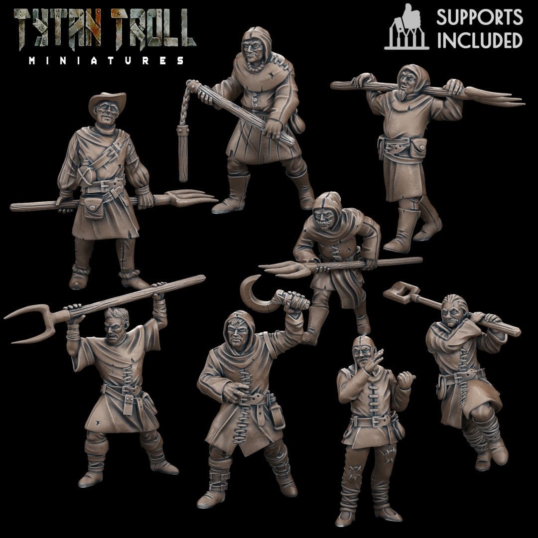 DnDCoS - Angry Mob Set of 16 Human NPCS miniature