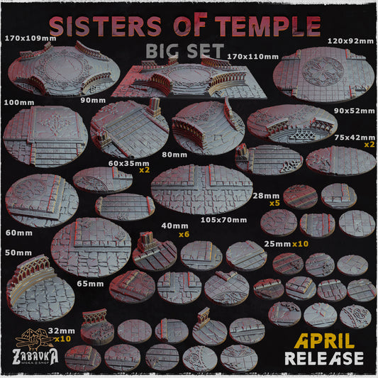 BASES - Sisters of Temple themed for wargames and tabletop thirteen sizes available by zabavka workshop