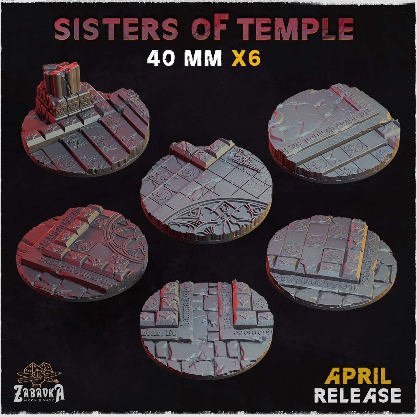 BASES - Sisters of Temple themed for wargames and tabletop thirteen sizes available by zabavka workshop