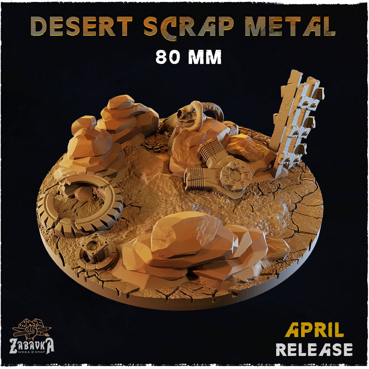 BASES - Desert Scrap Metal - themed bases for wargames and tabletop - thirteen sizes available by zabavka workshop