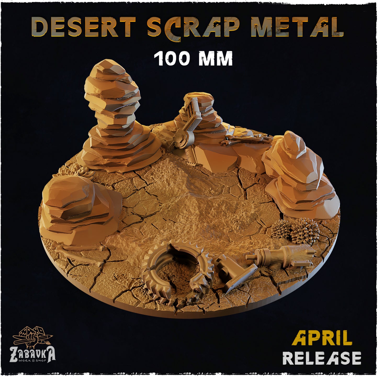 BASES - Desert Scrap Metal - themed bases for wargames and tabletop - thirteen sizes available by zabavka workshop