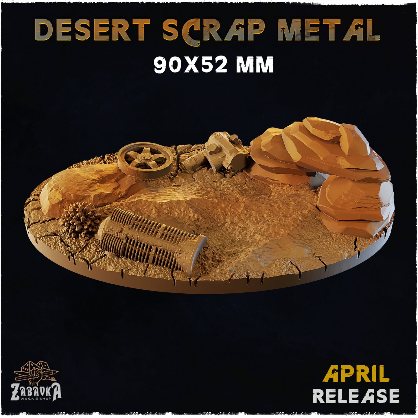 BASES - Desert Scrap Metal - themed bases for wargames and tabletop - thirteen sizes available by zabavka workshop