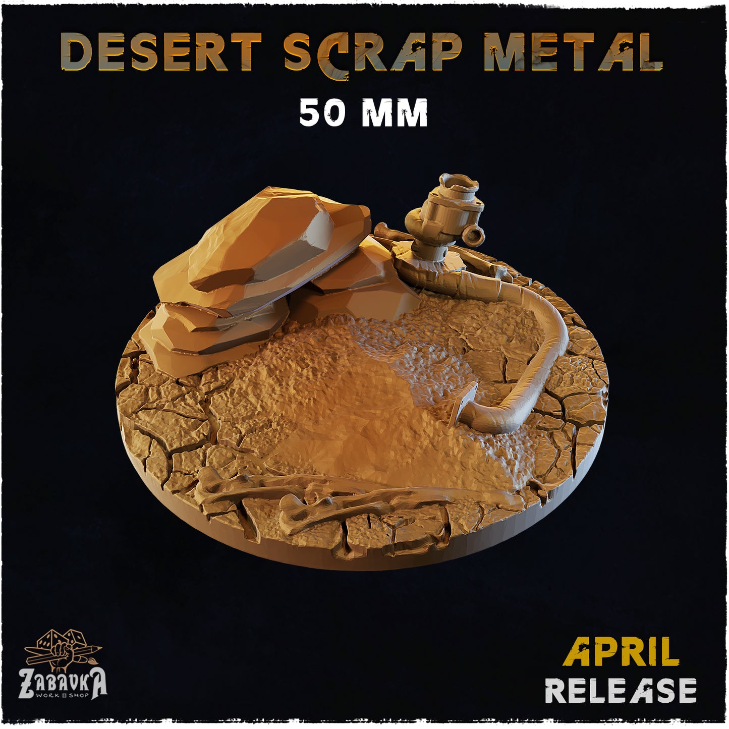 BASES - Desert Scrap Metal - themed bases for wargames and tabletop - thirteen sizes available by zabavka workshop