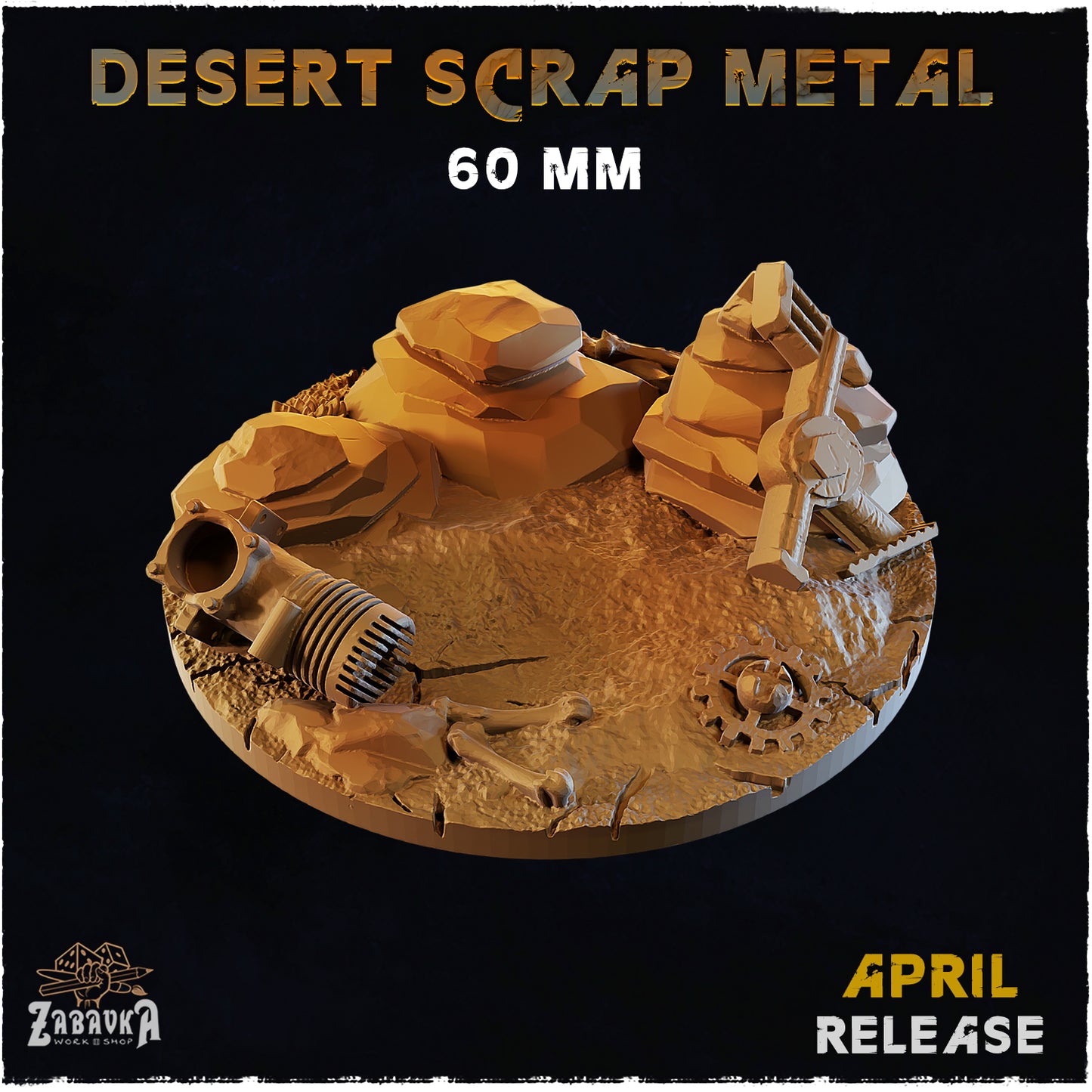 BASES - Desert Scrap Metal - themed bases for wargames and tabletop - thirteen sizes available by zabavka workshop