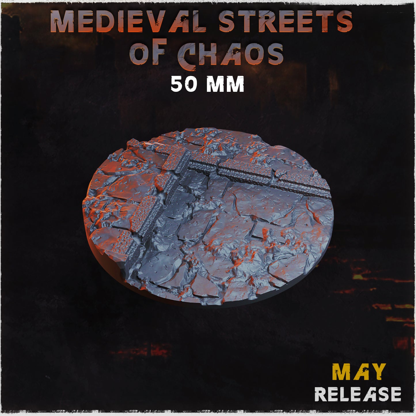 BASES - Medieval Streets of chaos themed for wargames and tabletop sixteen sizes available by zabavka workshop