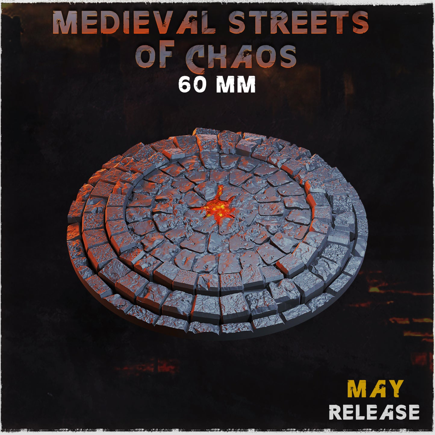 BASES - Medieval Streets of chaos themed for wargames and tabletop sixteen sizes available by zabavka workshop