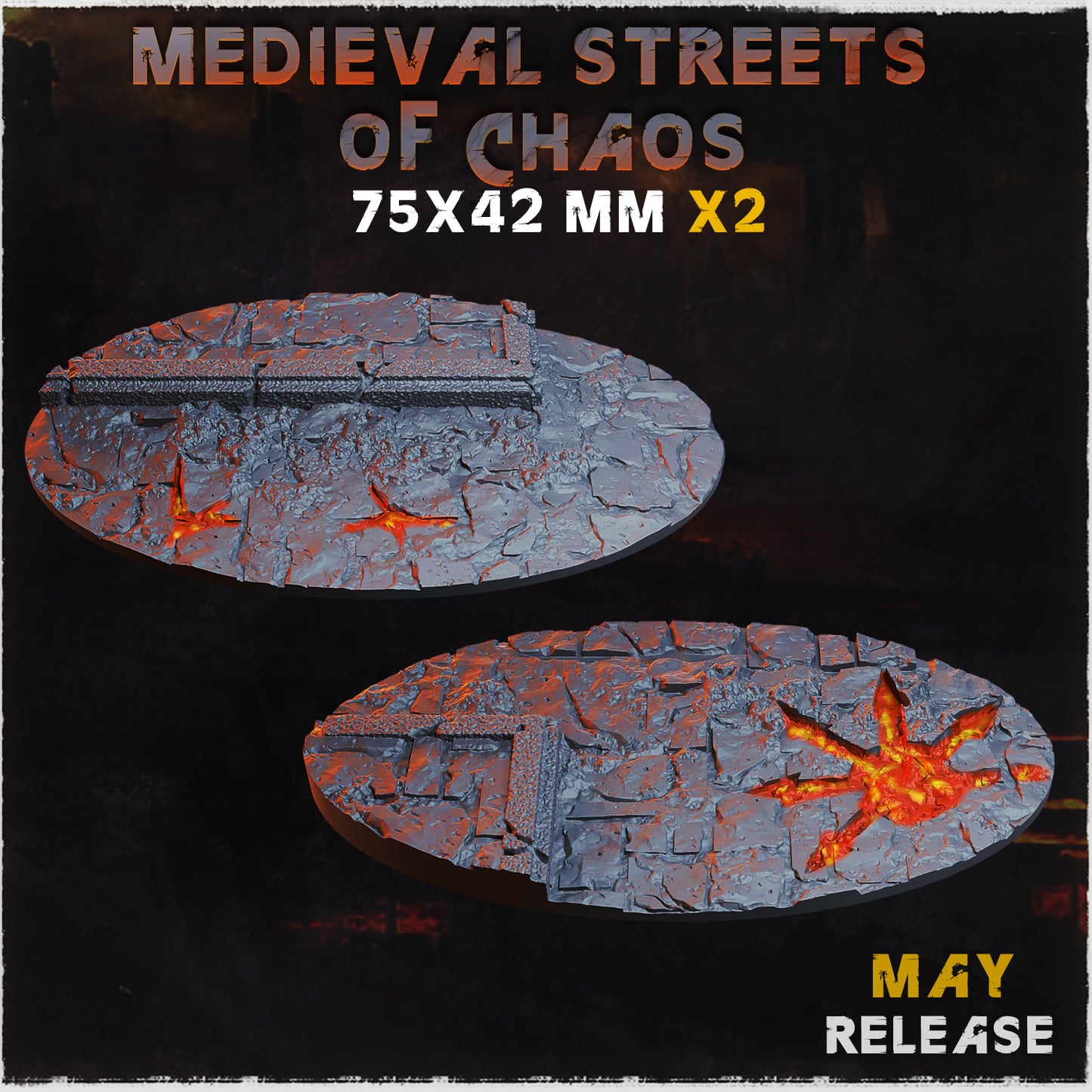 BASES - Medieval Streets of chaos themed for wargames and tabletop sixteen sizes available by zabavka workshop