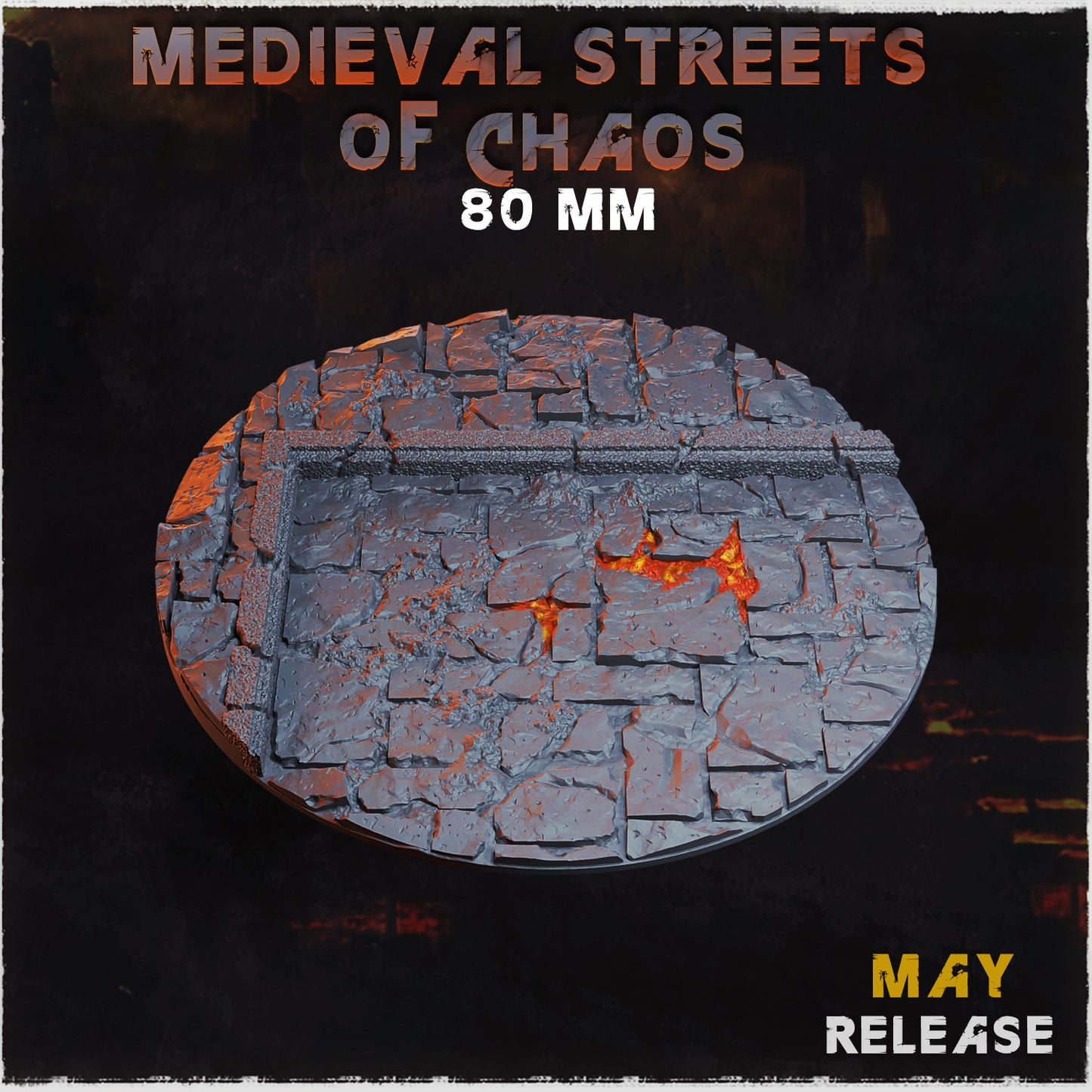 BASES - Medieval Streets of chaos themed for wargames and tabletop sixteen sizes available by zabavka workshop