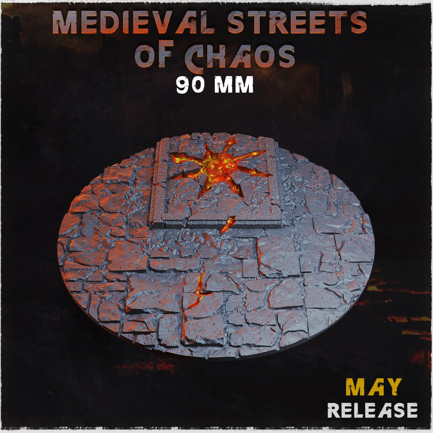 BASES - Medieval Streets of chaos themed for wargames and tabletop sixteen sizes available by zabavka workshop