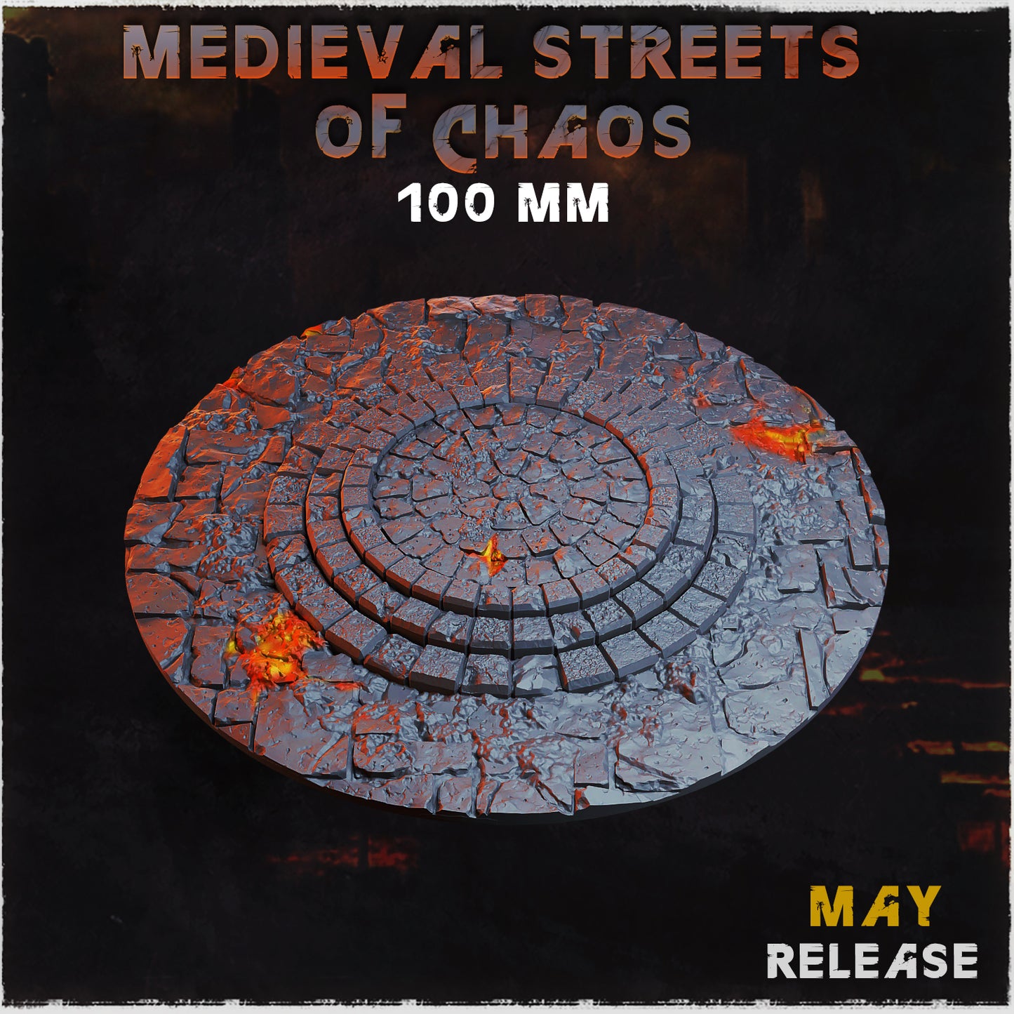 BASES - Medieval Streets of chaos themed for wargames and tabletop sixteen sizes available by zabavka workshop