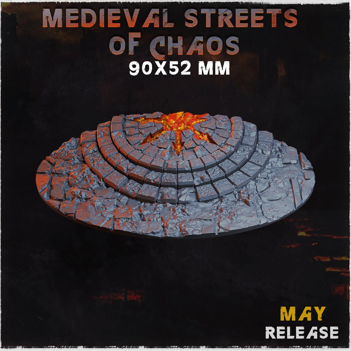 BASES - Medieval Streets of chaos themed for wargames and tabletop sixteen sizes available by zabavka workshop