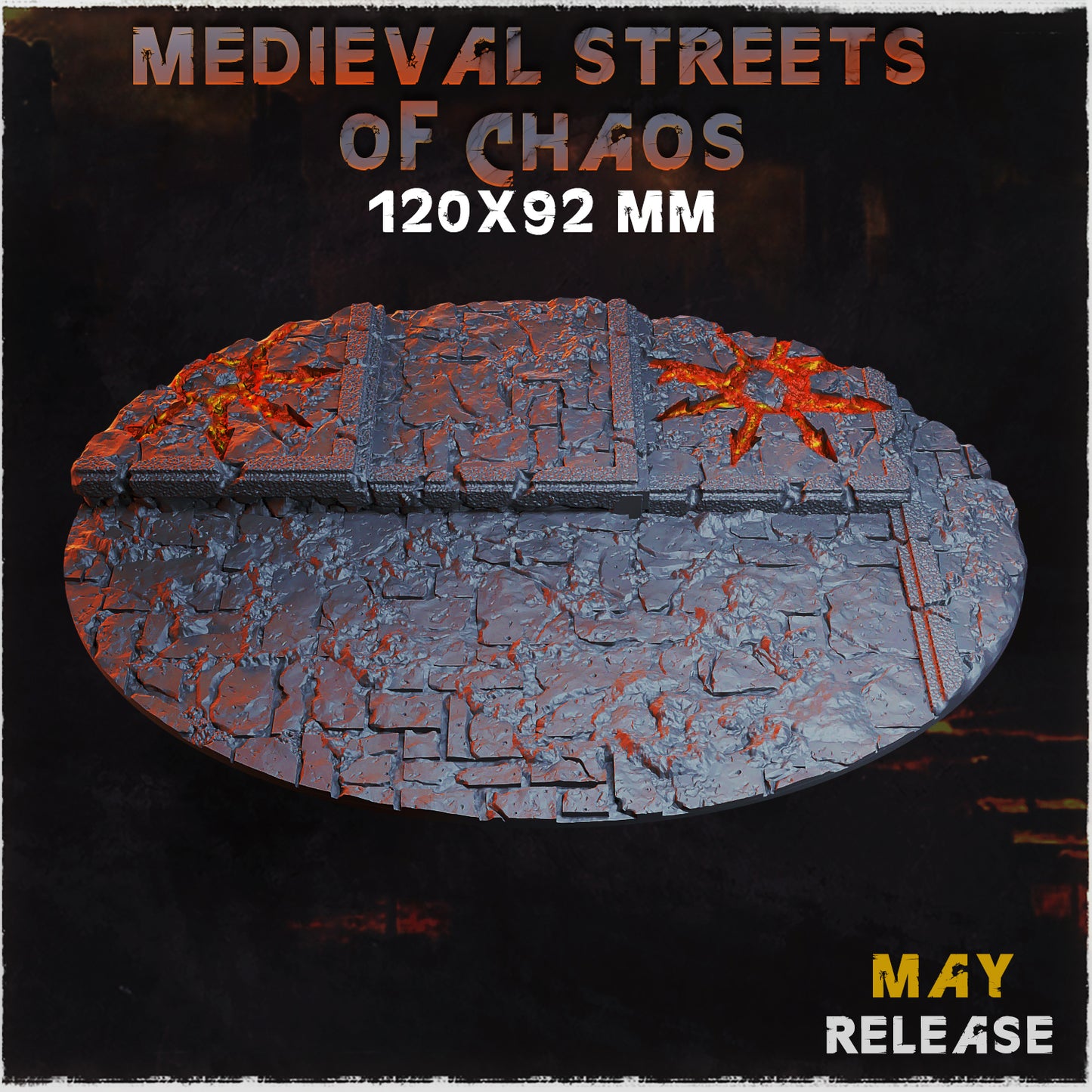 BASES - Medieval Streets of chaos themed for wargames and tabletop sixteen sizes available by zabavka workshop