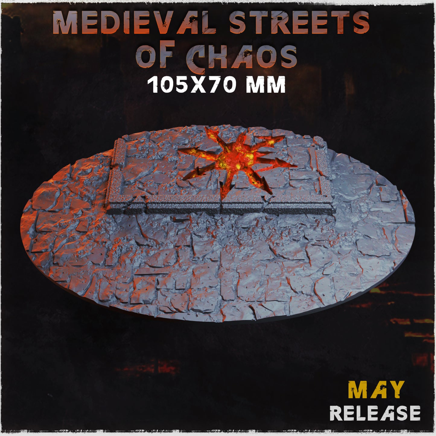 BASES - Medieval Streets of chaos themed for wargames and tabletop sixteen sizes available by zabavka workshop