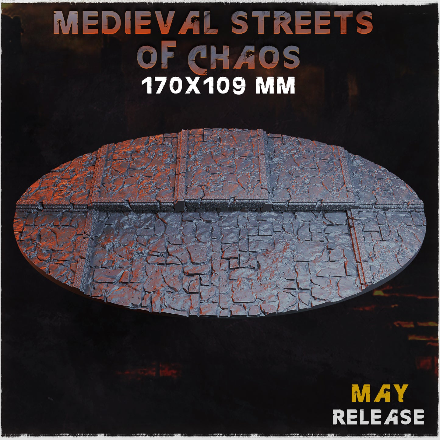BASES - Medieval Streets of chaos themed for wargames and tabletop sixteen sizes available by zabavka workshop