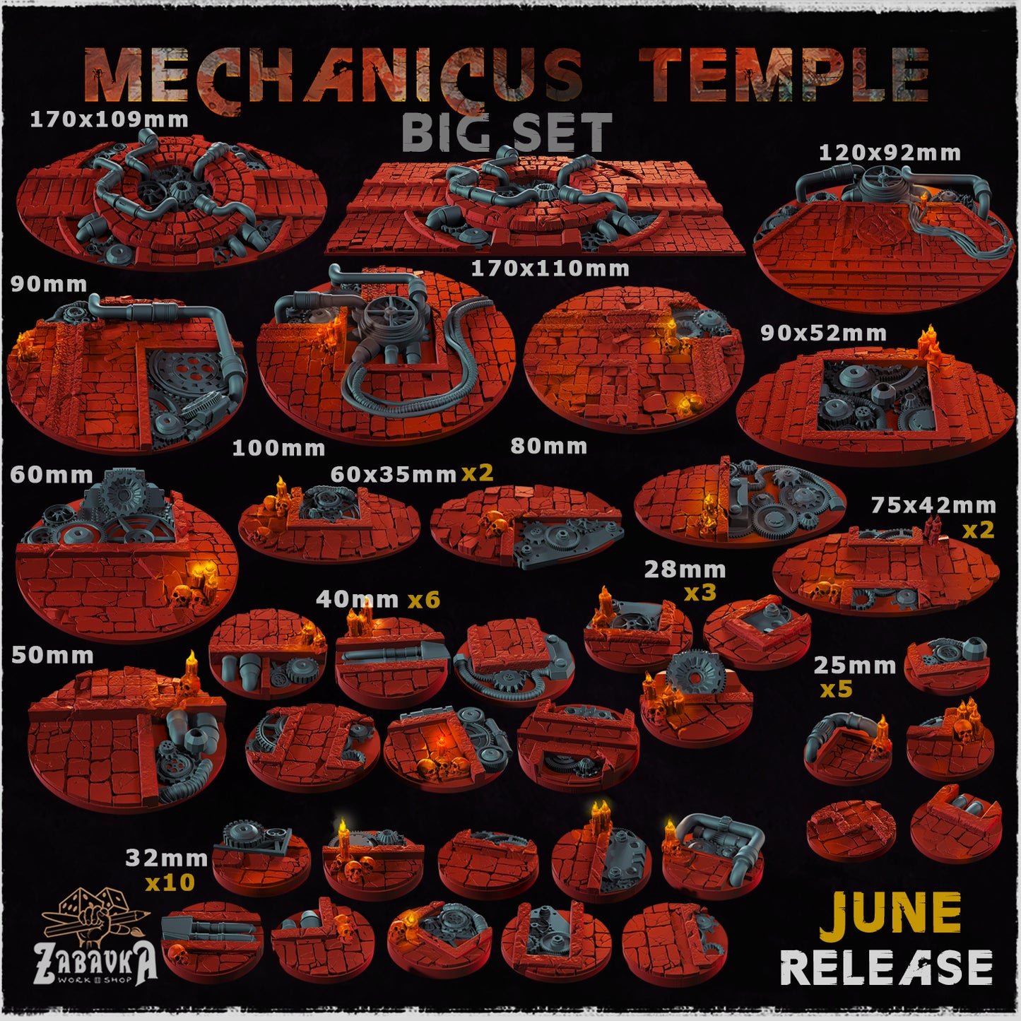 BASES - Mechanicus Temple - themed bases for wargames and tabletop