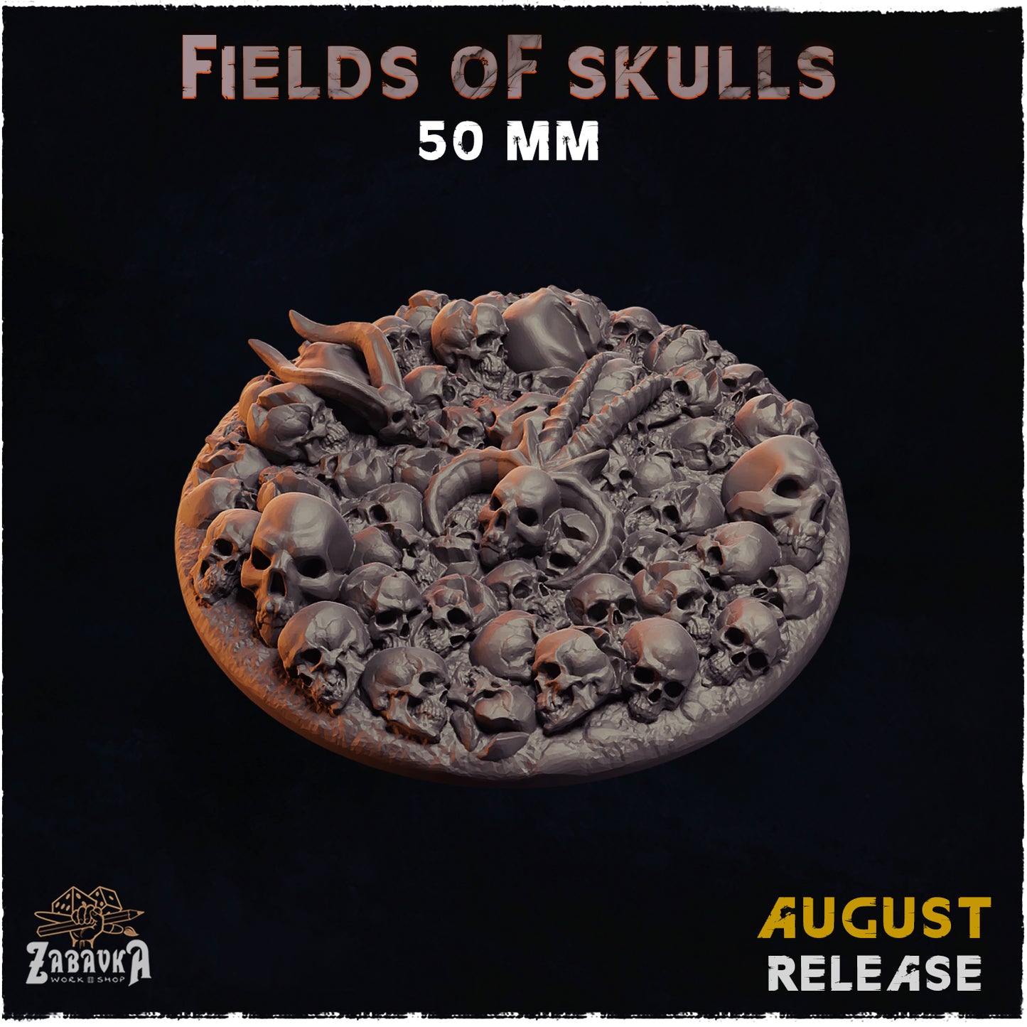 BASES - Field of Skulls- themed grim dark bases for wargames and tabletop thirteen sizes available by zabavka workshop