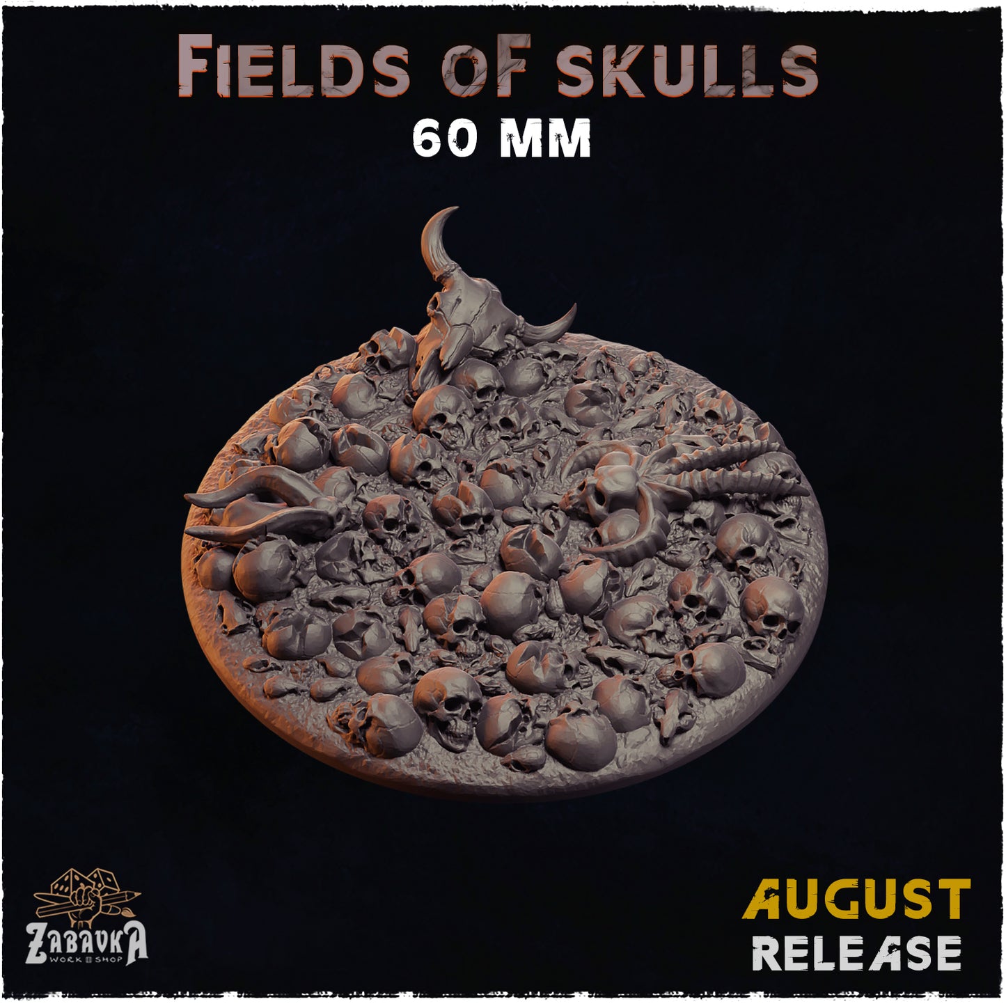 BASES - Field of Skulls- themed grim dark bases for wargames and tabletop thirteen sizes available by zabavka workshop