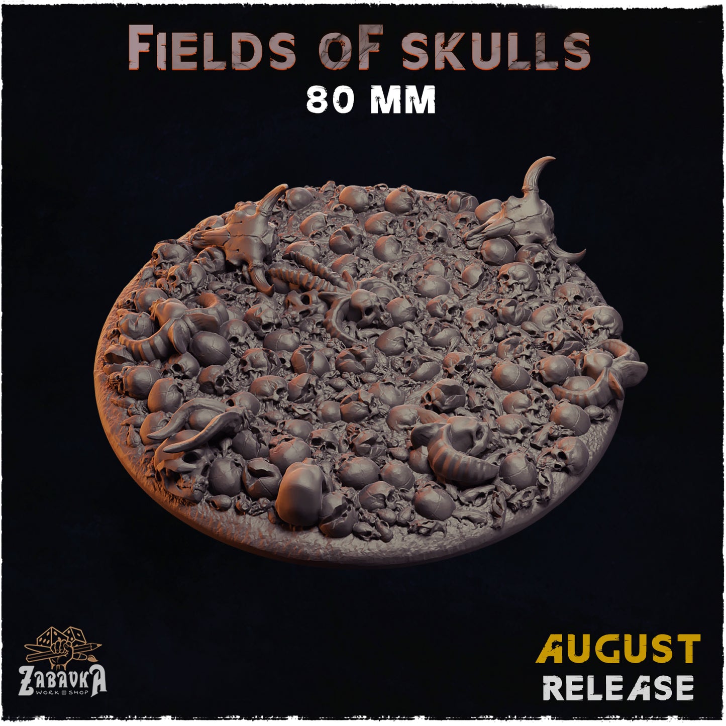 BASES - Field of Skulls- themed grim dark bases for wargames and tabletop thirteen sizes available by zabavka workshop