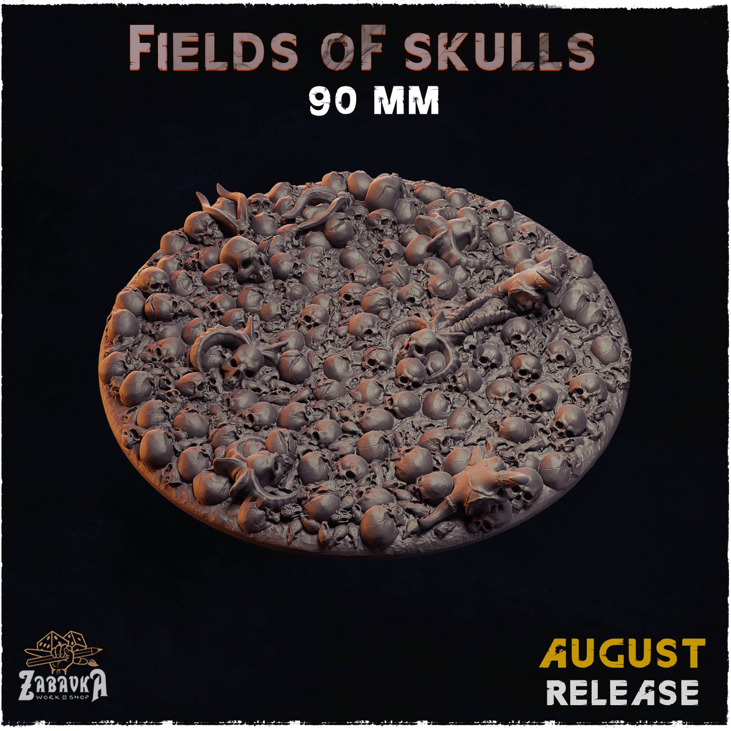 BASES - Field of Skulls- themed grim dark bases for wargames and tabletop thirteen sizes available by zabavka workshop