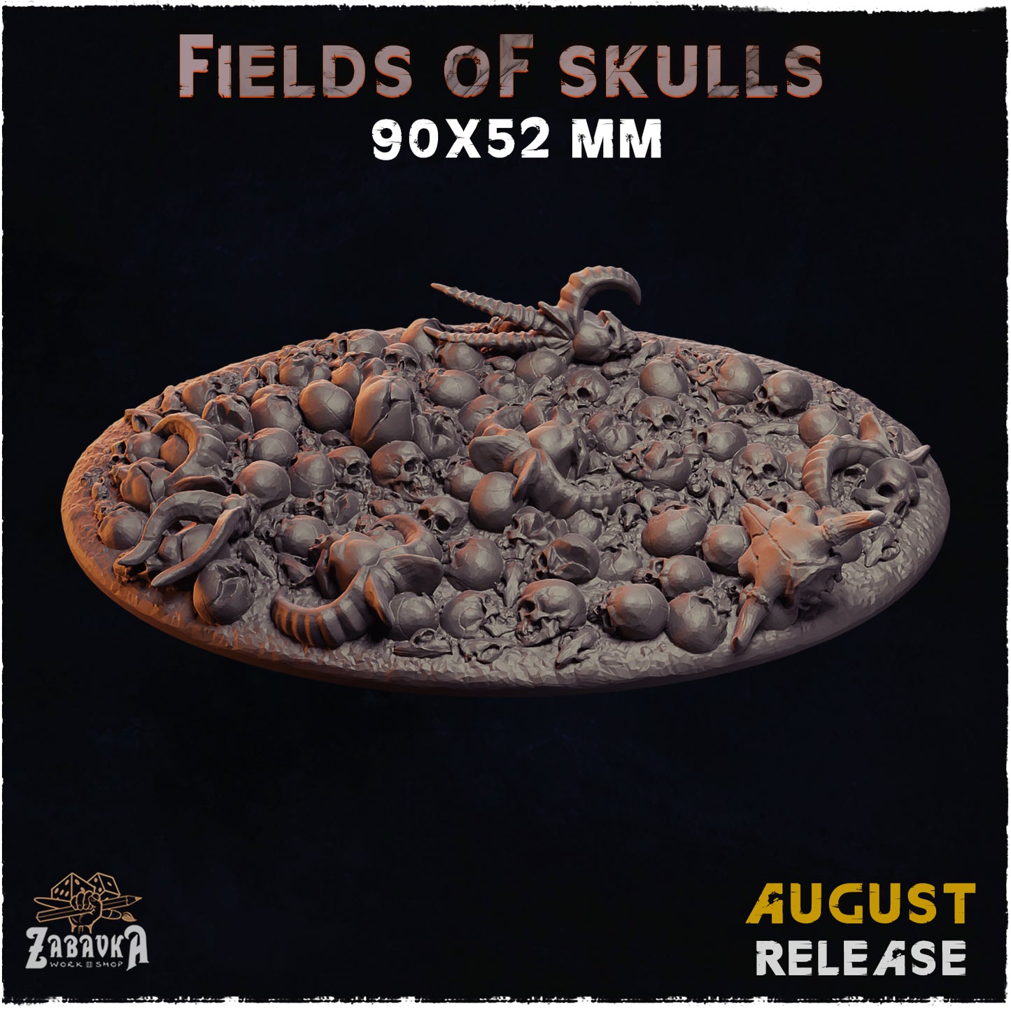 BASES - Field of Skulls- themed grim dark bases for wargames and tabletop thirteen sizes available by zabavka workshop