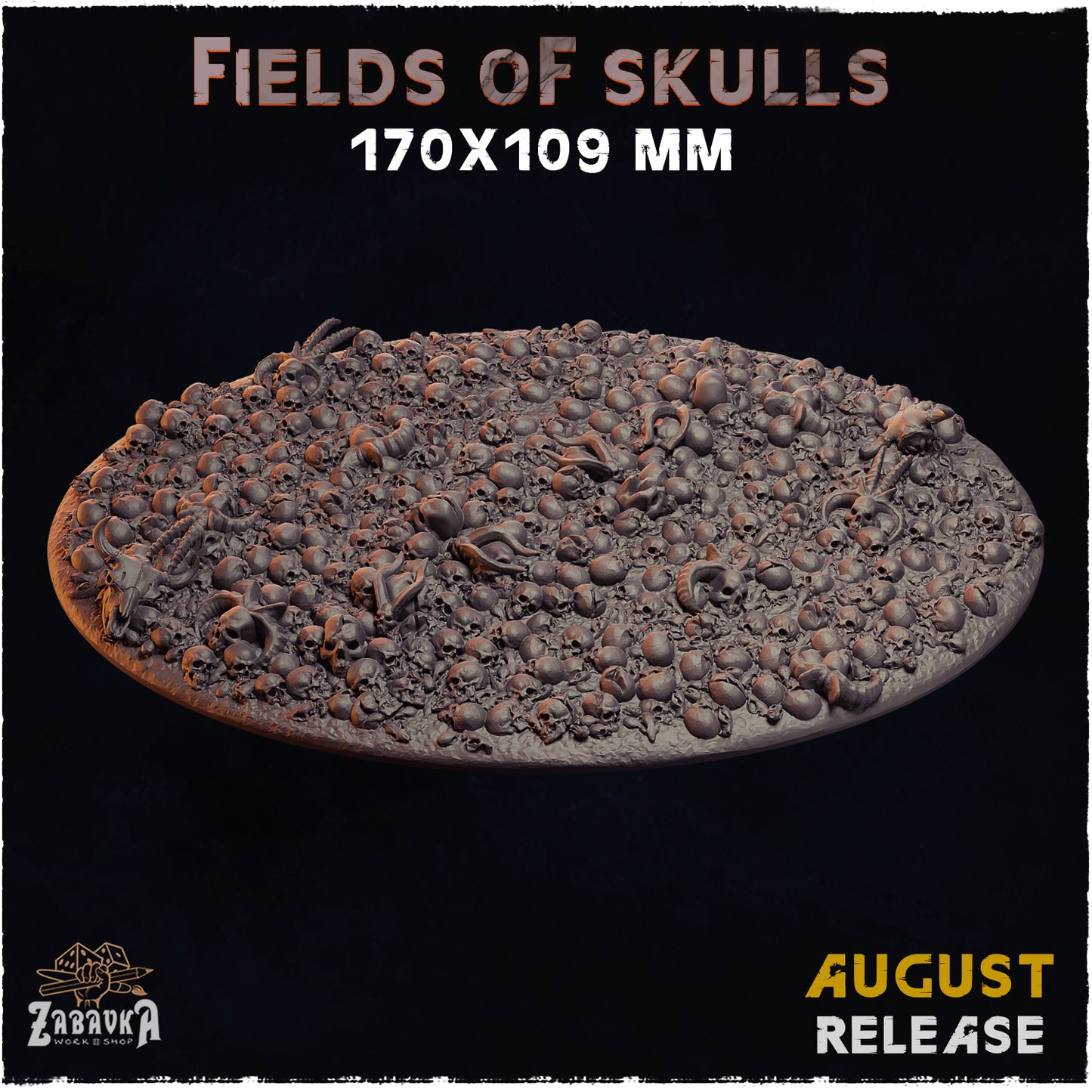 BASES - Field of Skulls- themed grim dark bases for wargames and tabletop thirteen sizes available by zabavka workshop