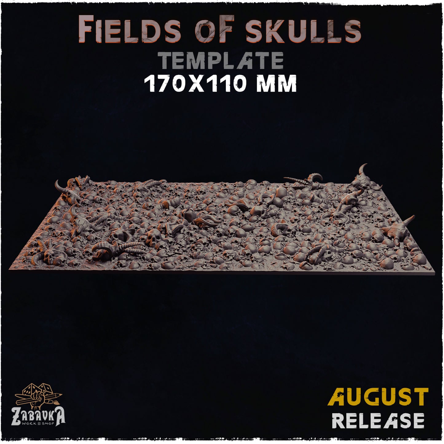 BASES - Field of Skulls- themed grim dark bases for wargames and tabletop thirteen sizes available by zabavka workshop