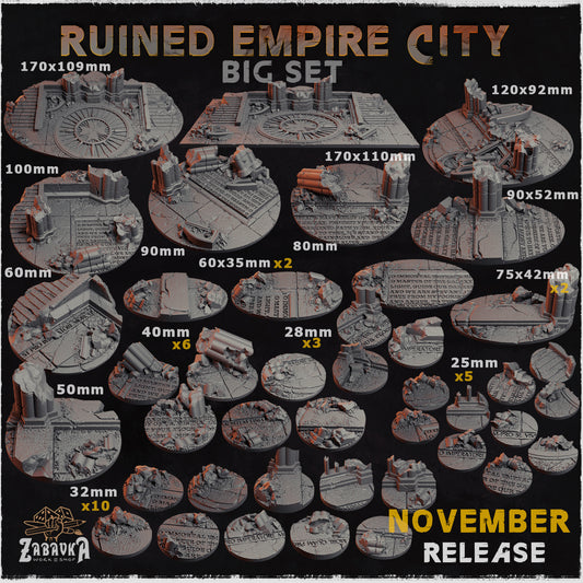 BASES - Ruined Empire City - themed Medieval ruins bases for wargames and tabletop thirteen sizes available by zabavka workshop