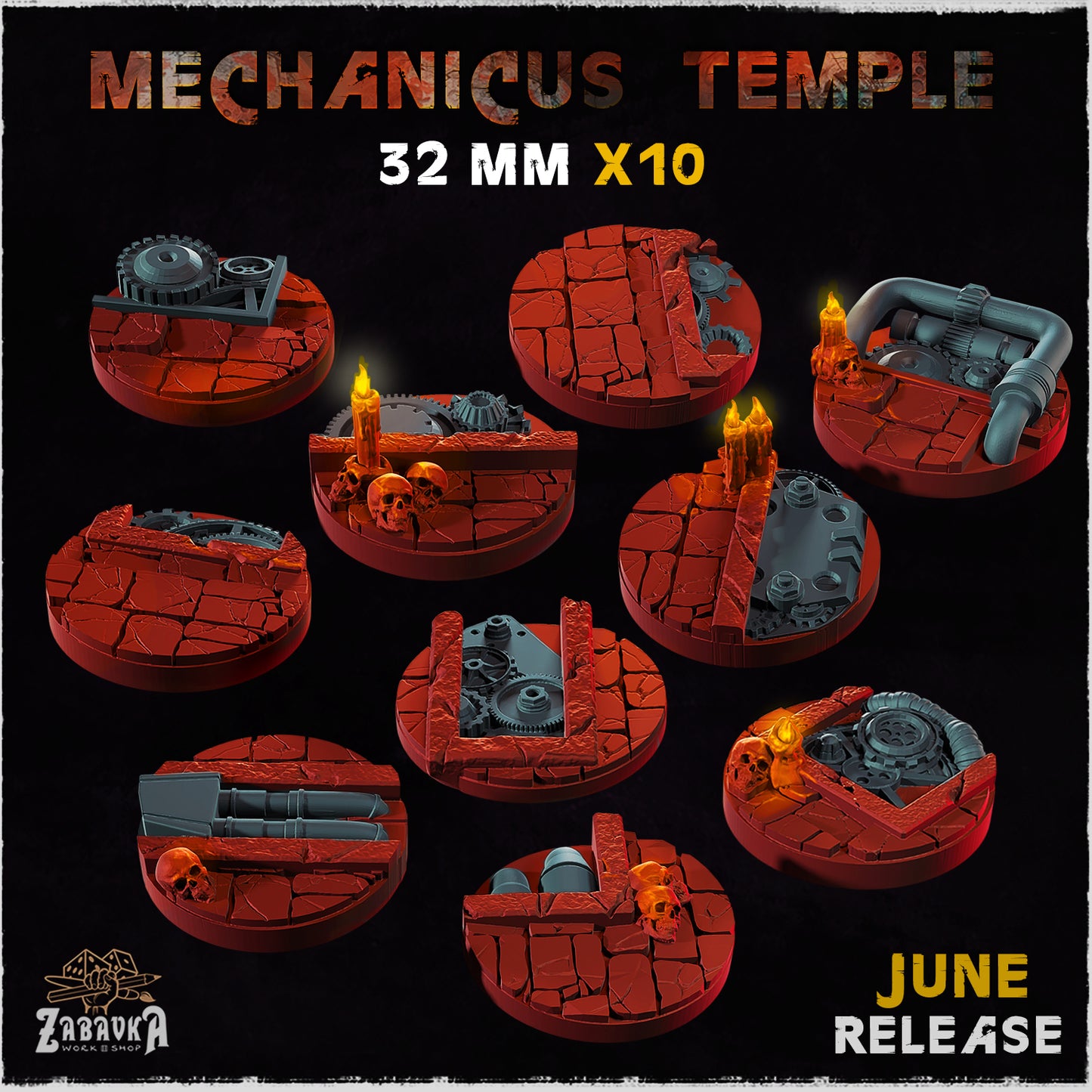 BASES - Mechanicus Temple - themed bases for wargames and tabletop