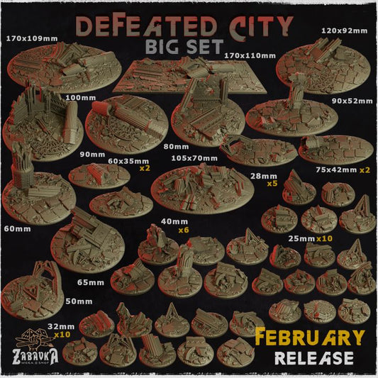 BASES -  Defeated City - themed for wargames and tabletop thirteen sizes available by zabavka workshop