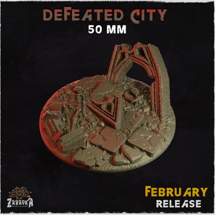 BASES -  Defeated City - themed for wargames and tabletop thirteen sizes available by zabavka workshop