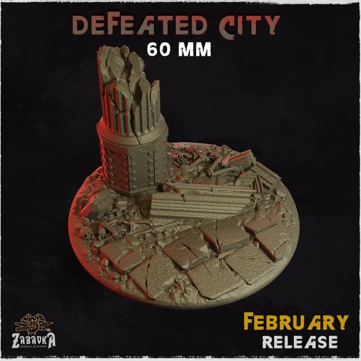 BASES -  Defeated City - themed for wargames and tabletop thirteen sizes available by zabavka workshop