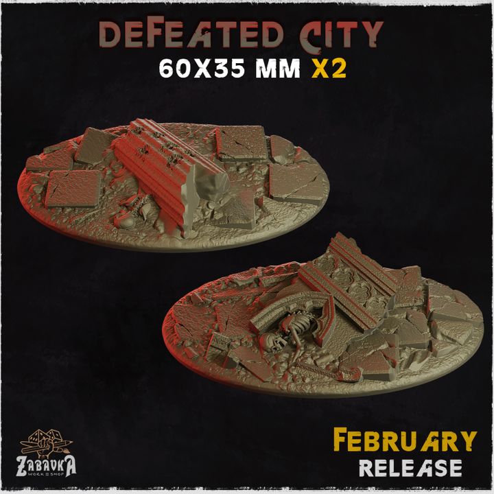 BASES -  Defeated City - themed for wargames and tabletop thirteen sizes available by zabavka workshop