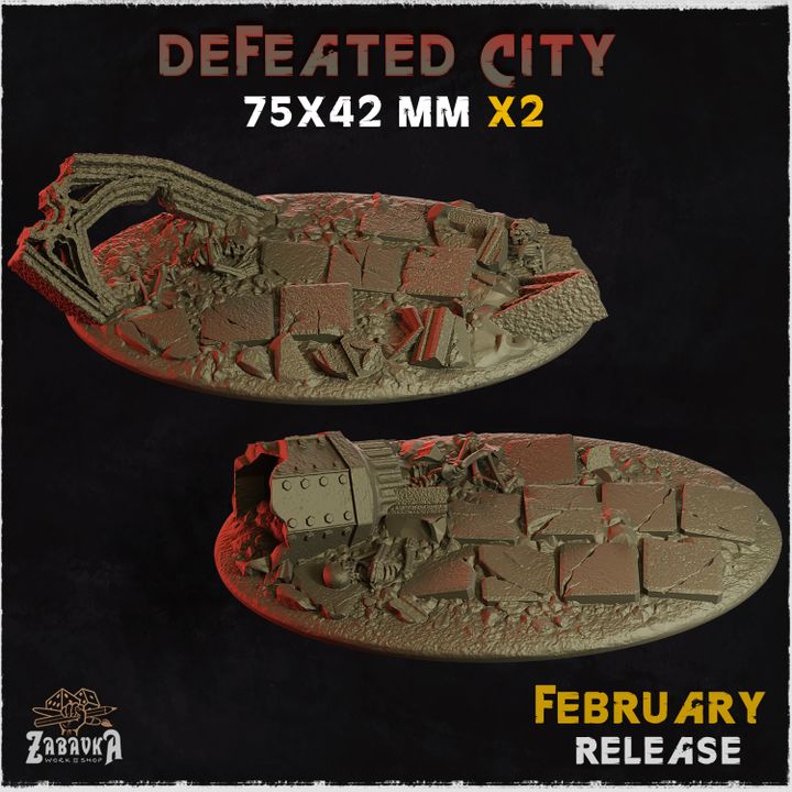 BASES -  Defeated City - themed for wargames and tabletop thirteen sizes available by zabavka workshop