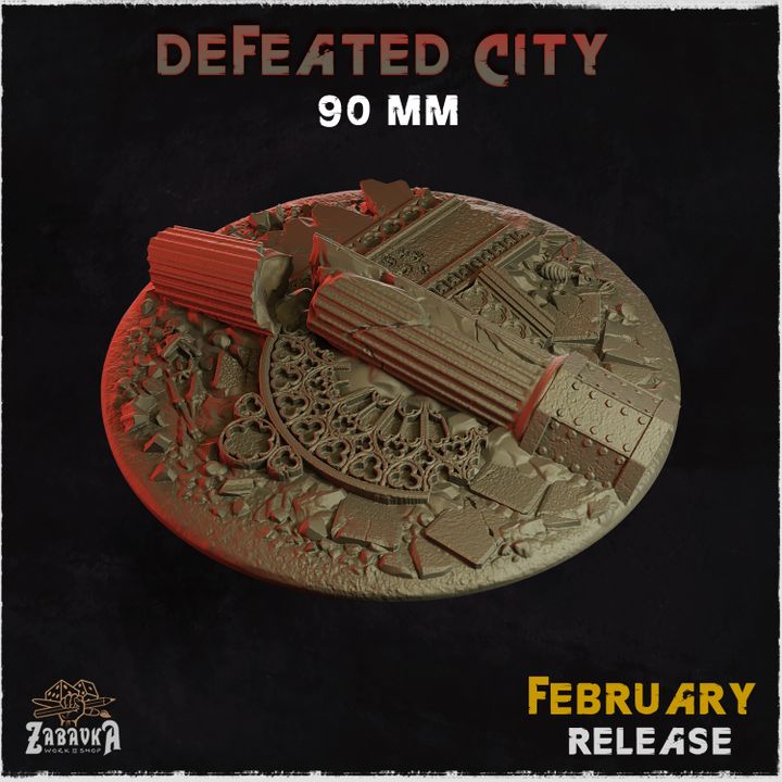 BASES -  Defeated City - themed for wargames and tabletop thirteen sizes available by zabavka workshop