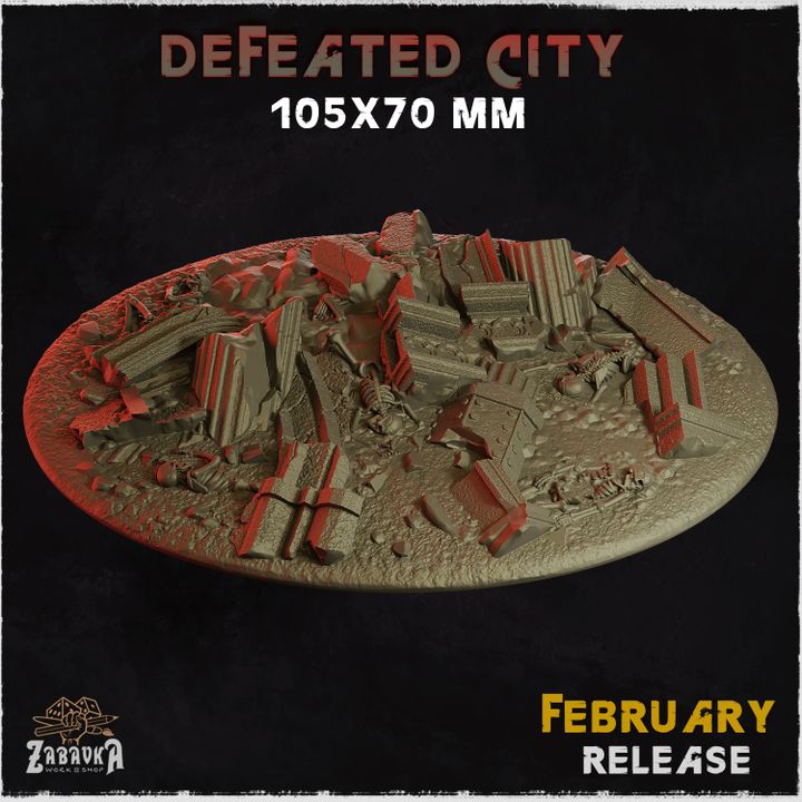 BASES -  Defeated City - themed for wargames and tabletop thirteen sizes available by zabavka workshop