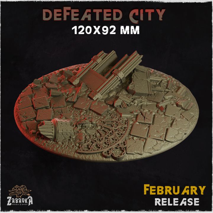 BASES -  Defeated City - themed for wargames and tabletop thirteen sizes available by zabavka workshop