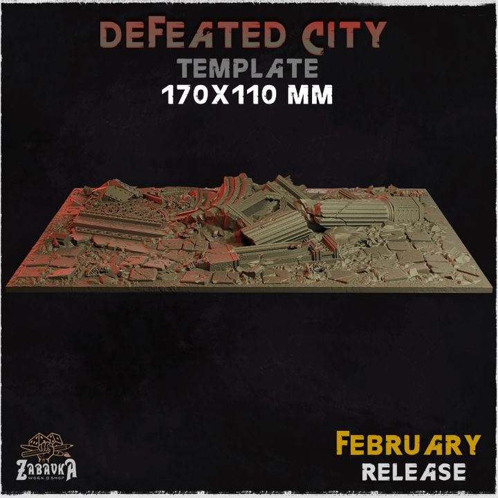 BASES -  Defeated City - themed for wargames and tabletop thirteen sizes available by zabavka workshop