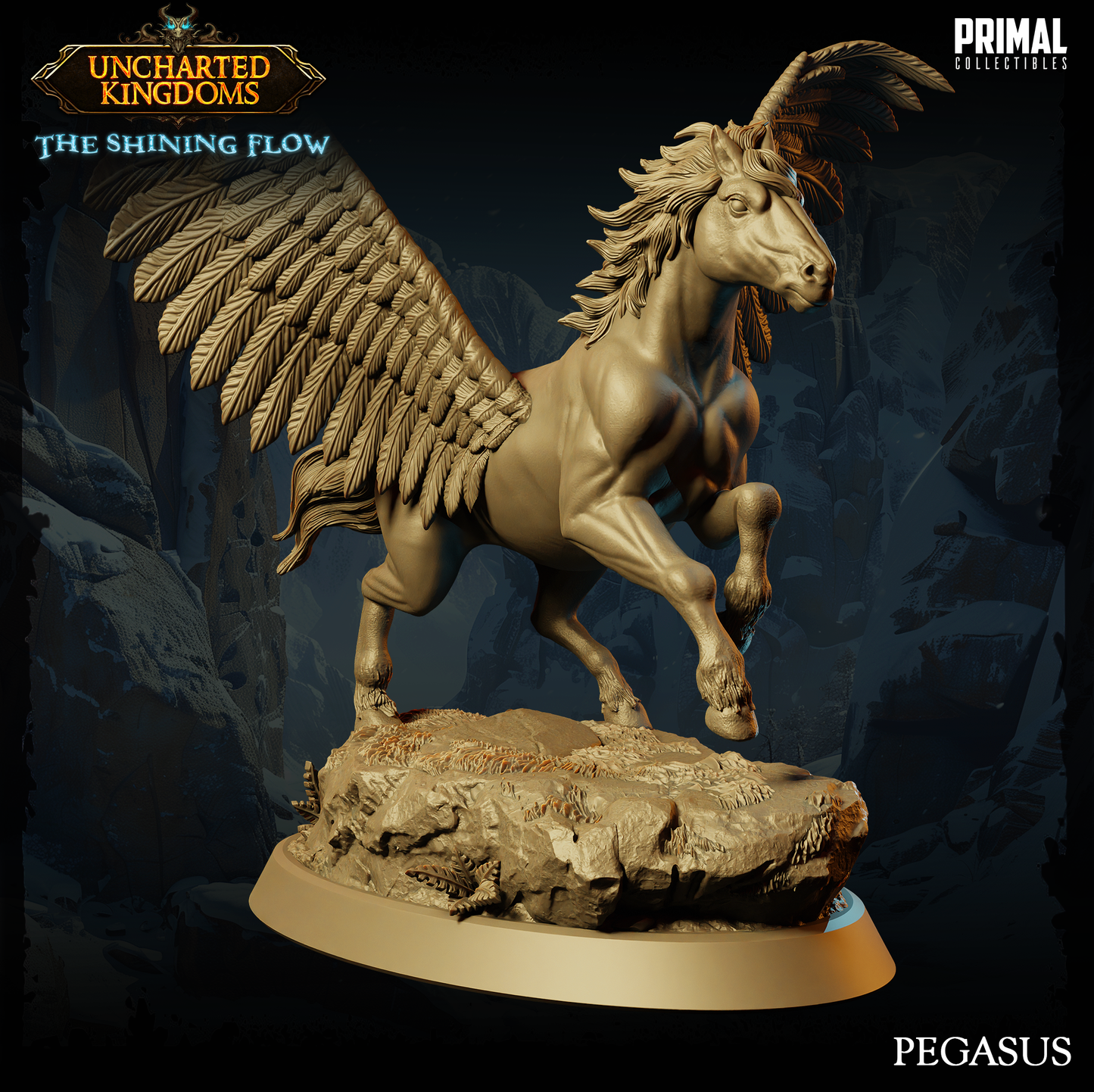 DNDDGL - Goldmoon on Pegasus - Moonshine Human Female Cleric miniature