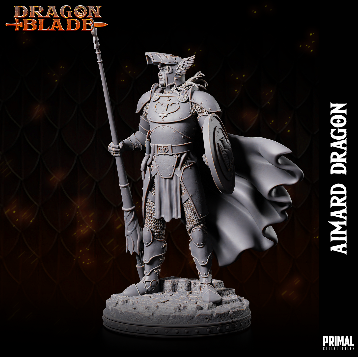 DNDDGL - Huma Dragonbane - Aimard Dragon -Male Fighter Dragonlance mini