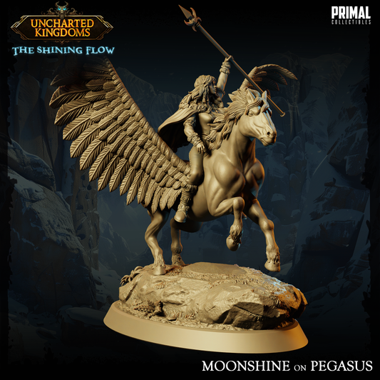 DNDDGL - Goldmoon on Pegasus - Moonshine Human Female Cleric miniature