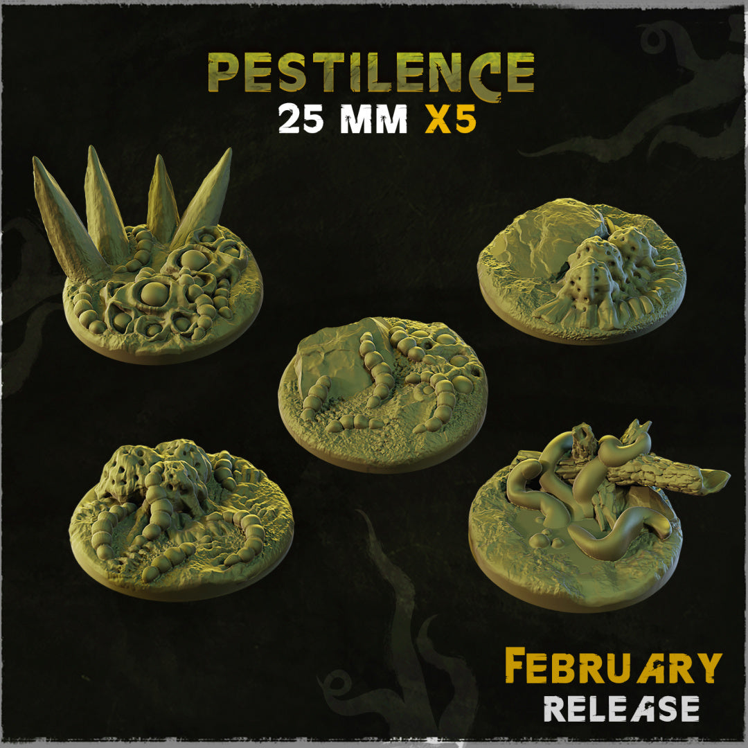 BASES - Pestilence themed bases and toppers for wargames and tabletop thirteen sizes available by zabavka workshop