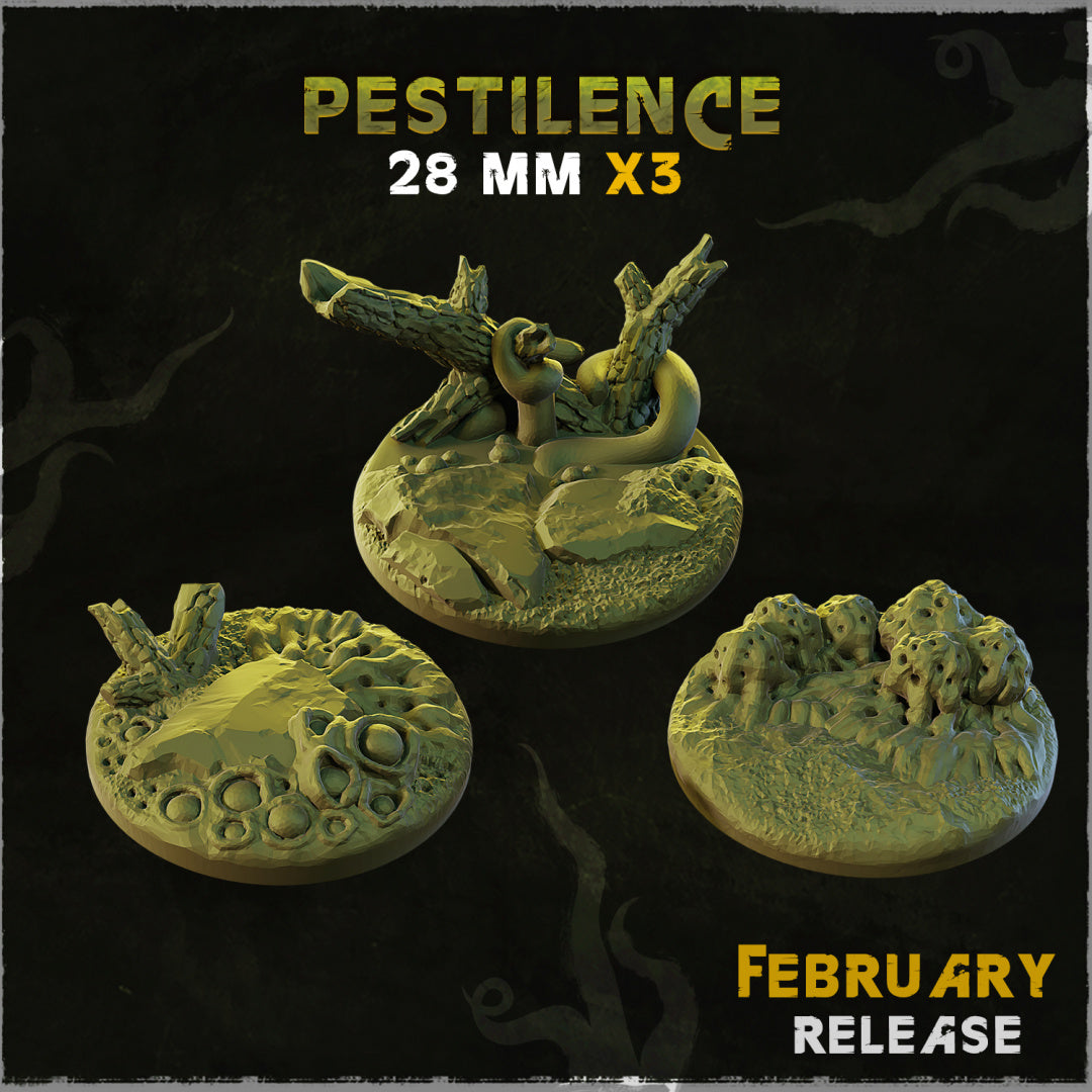 BASES - Pestilence themed bases and toppers for wargames and tabletop thirteen sizes available by zabavka workshop