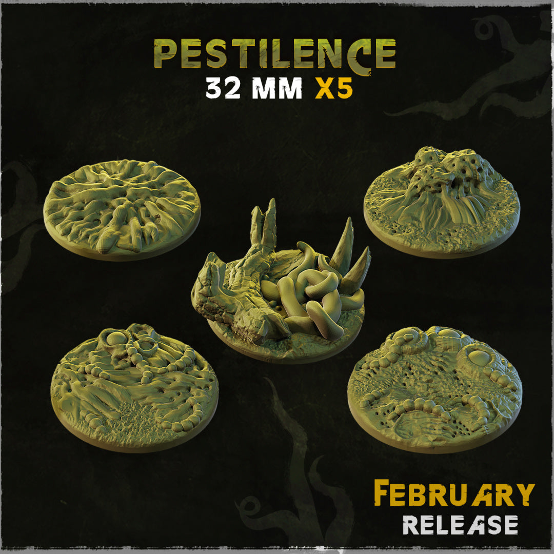 BASES - Pestilence themed bases and toppers for wargames and tabletop thirteen sizes available by zabavka workshop