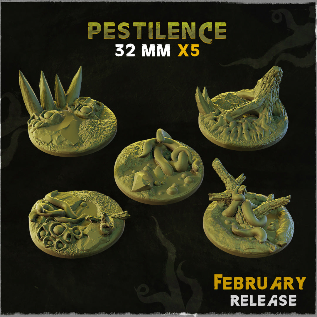 BASES - Pestilence themed bases and toppers for wargames and tabletop thirteen sizes available by zabavka workshop