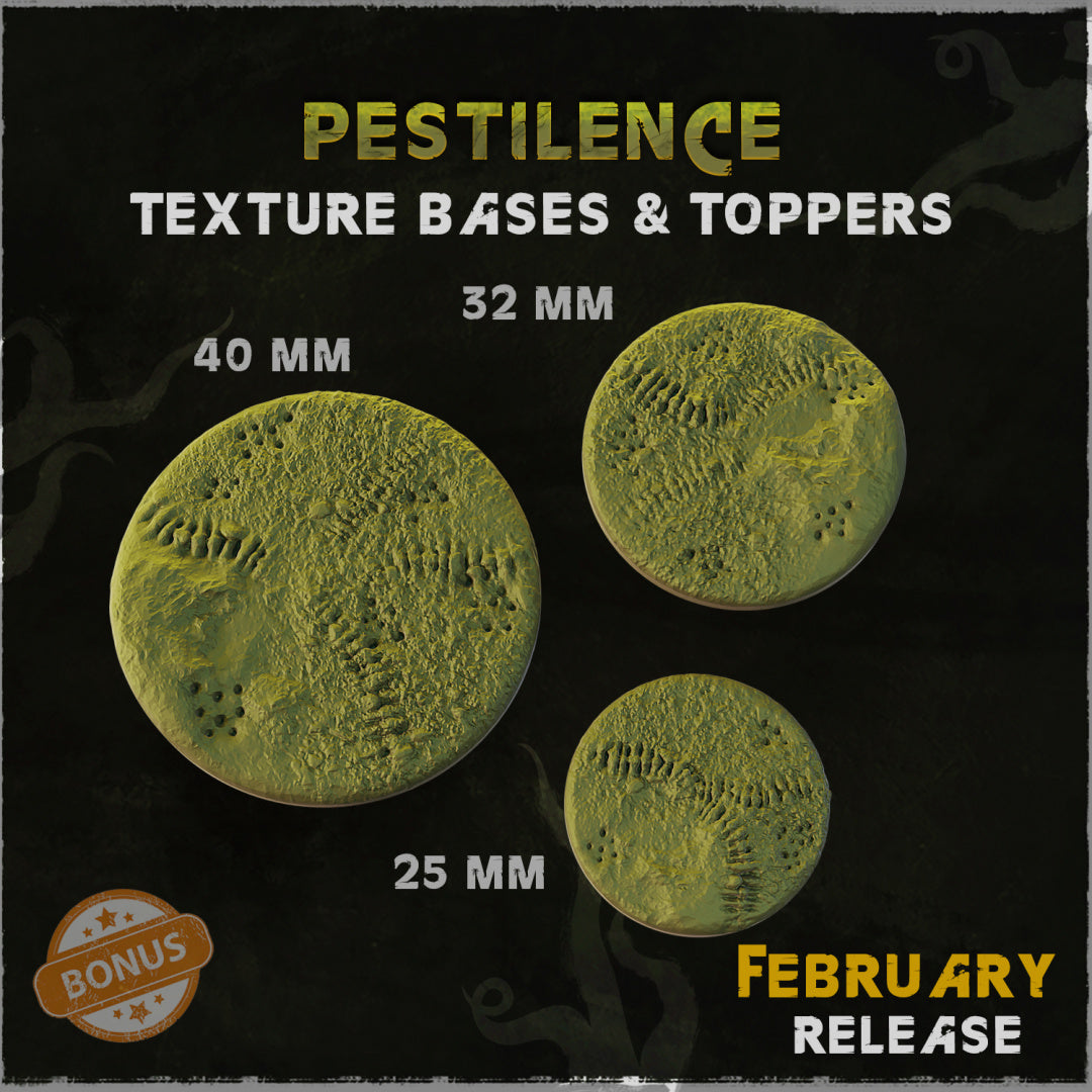 BASES - Pestilence themed bases and toppers for wargames and tabletop thirteen sizes available by zabavka workshop