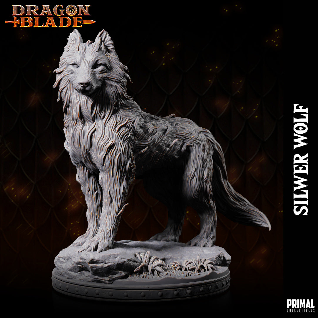 DNDDGL - Sildara Female Elf with Wolf Companion Silwer miniature