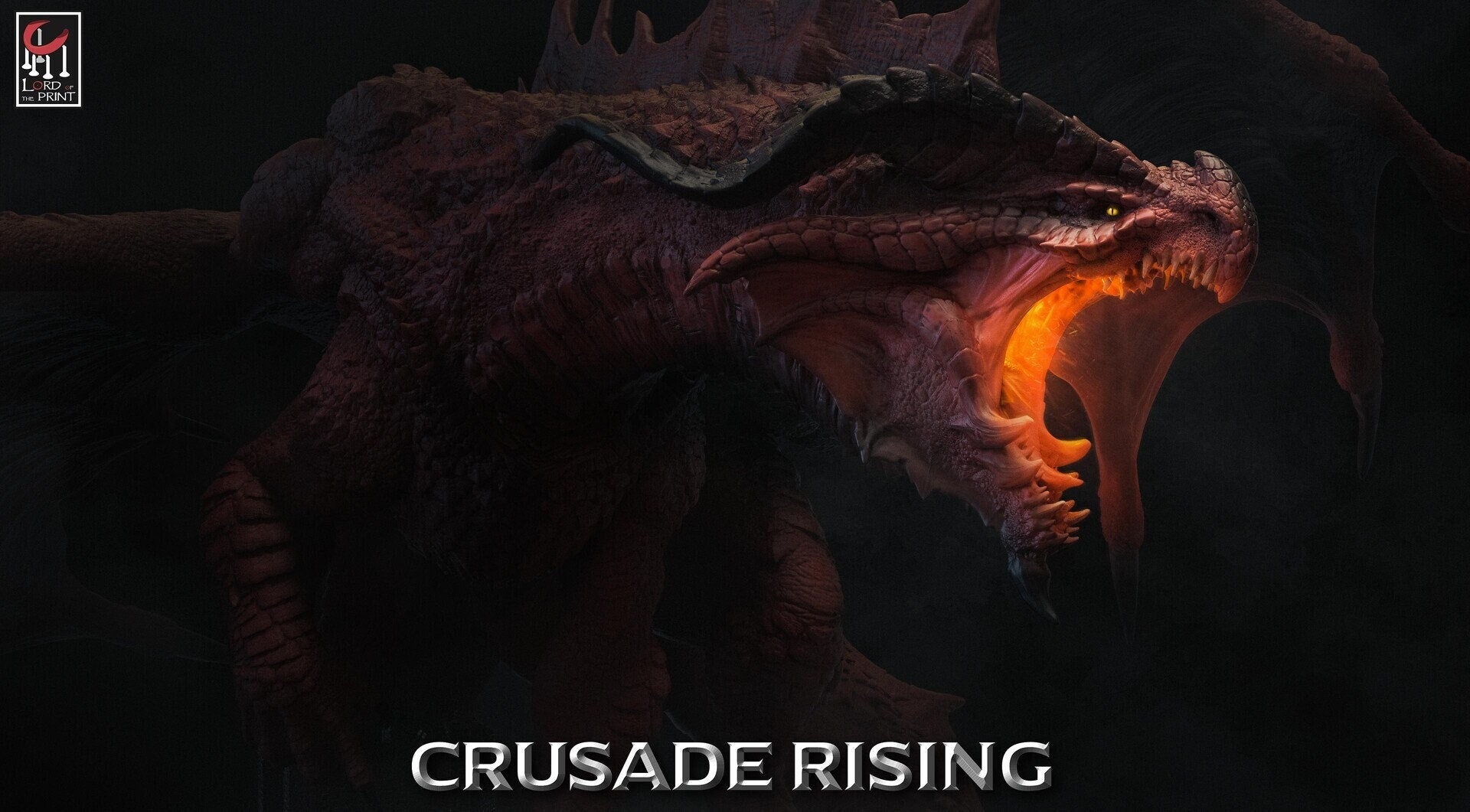Unleash the power and presence of the Red Chromatic Dragon! 
This roaring masterpiece, captures the essence of this iconic creature. 
Wrapped around a 100mm base, it offers two captivating options: a rugged rock base or a scenic castle base.